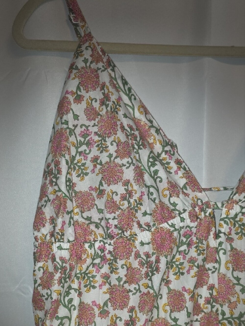Japna Cotton Cream Maxi Dress with Pink Floral Print Size XL - Picture 7 of 16